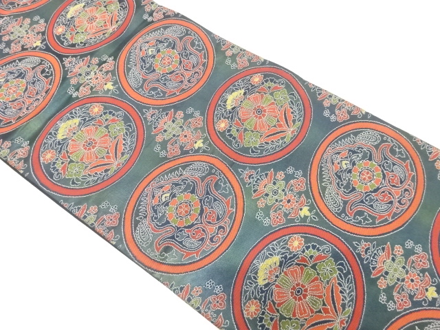 花丸模様織り出し　袋帯